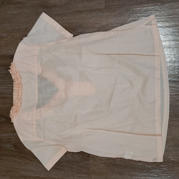 (16) Talbots 100% Cotton Slightly Sheer Textured Ruffle Collar V Neck Pastel - Picture 8 of 8